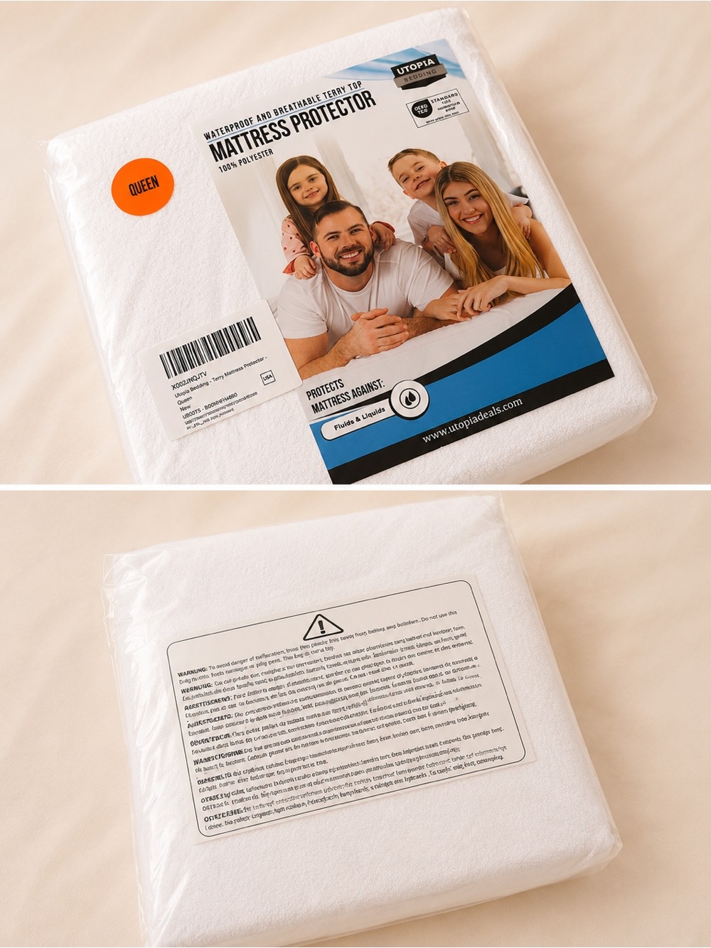 Topia White Queen Mattress Protector - Waterproof Breathable Cover